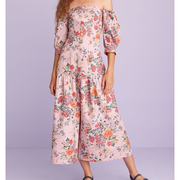 Rebecca Taylor Boho Floral Off Shoulder Midi Dress - Picture 2 of 8